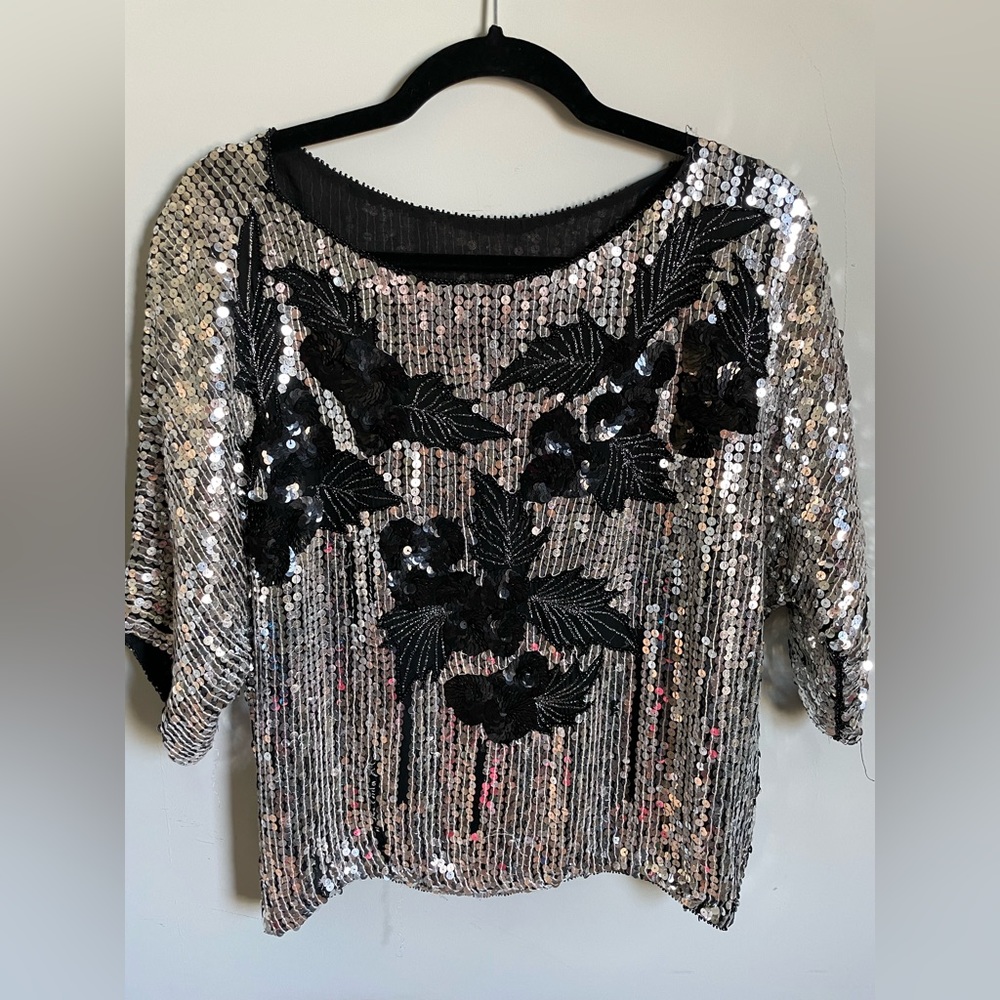 Vintage Silver Sequin Top